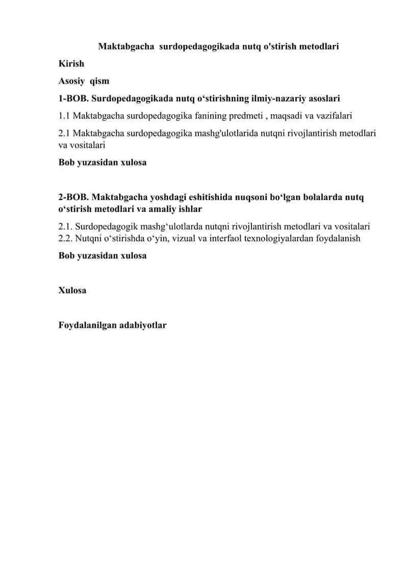 Maktabgacha surdopedagogikada nutq o'stirish metodlari 1