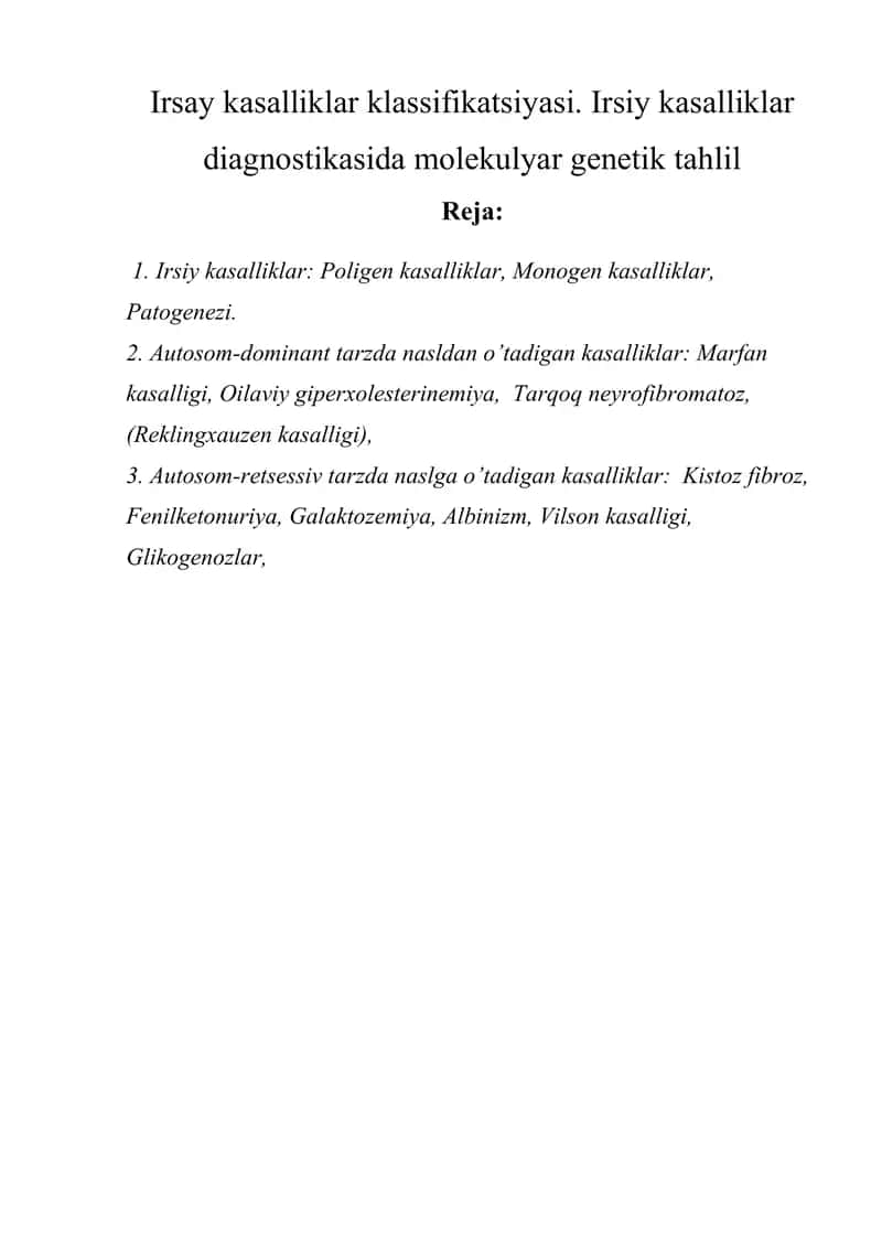 Irsay kasalliklar klassifikatsiyasi 1