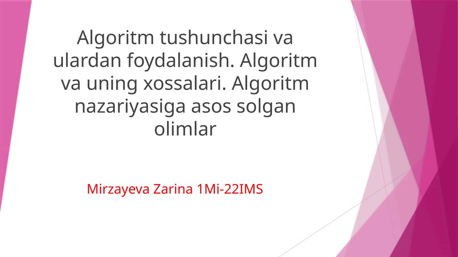 Algoritm Nima? 1