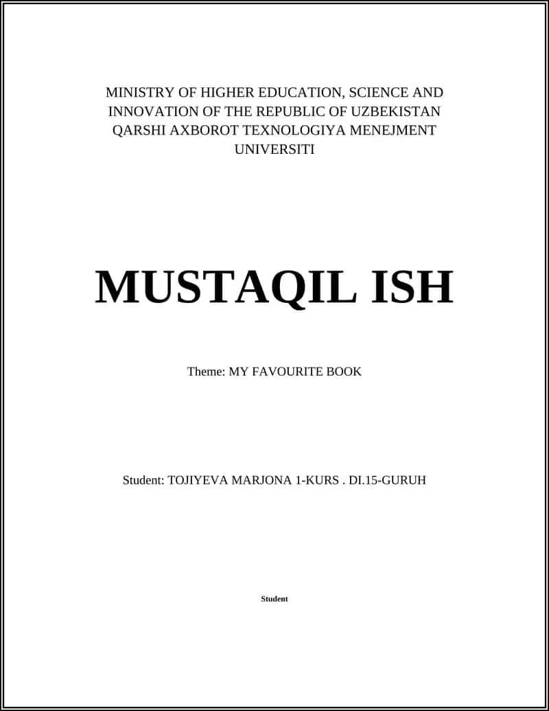 MY FAVOURITE BOOK 1