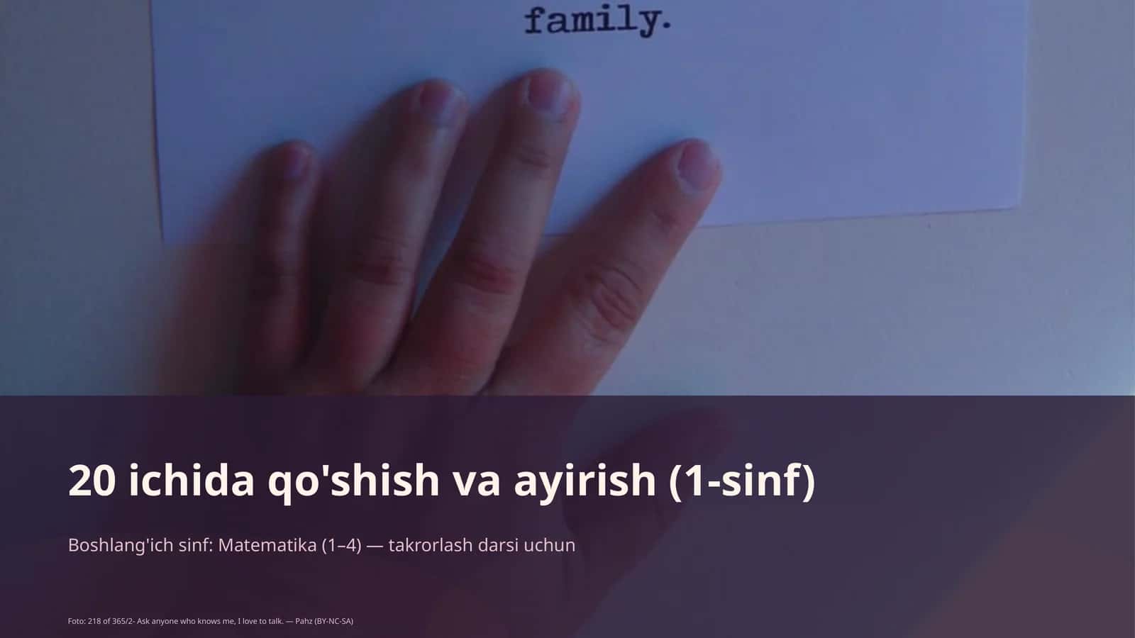 20 ichida qo'shish va ayirish (1-sinf) 1