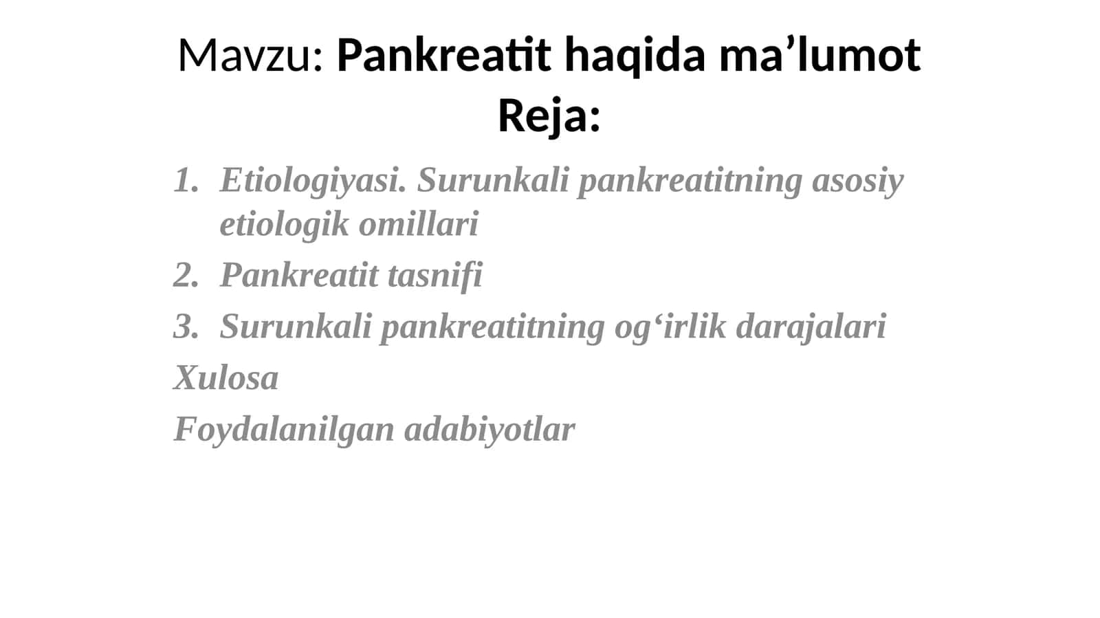 Pankreatit haqida ma’lumot 1