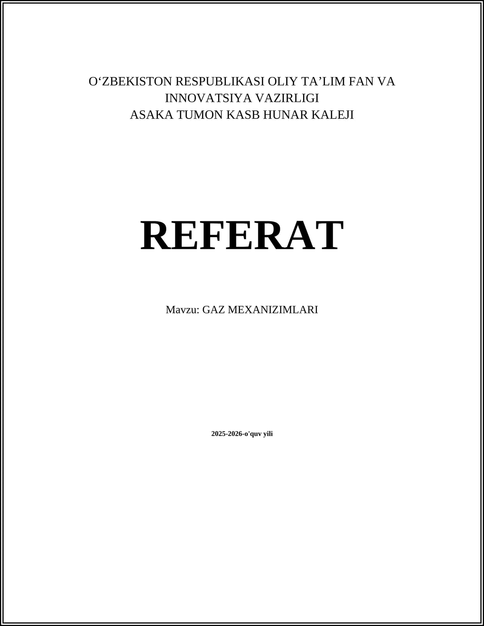 GAZ MEXANIZIMLARI 1