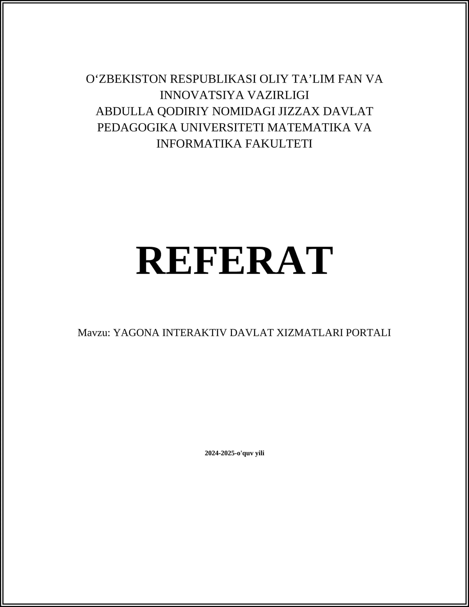 YAGONA INTERAKTIV DAVLAT XIZMATLARI PORTALI 1