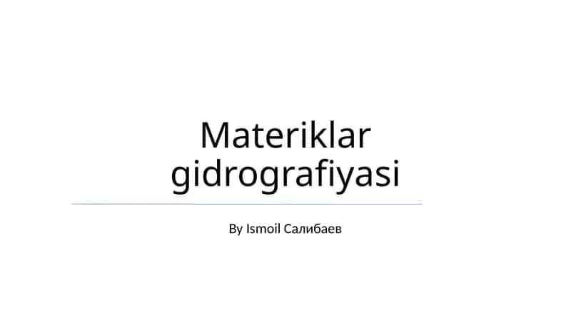 Materiklar gidrografiyasi 1