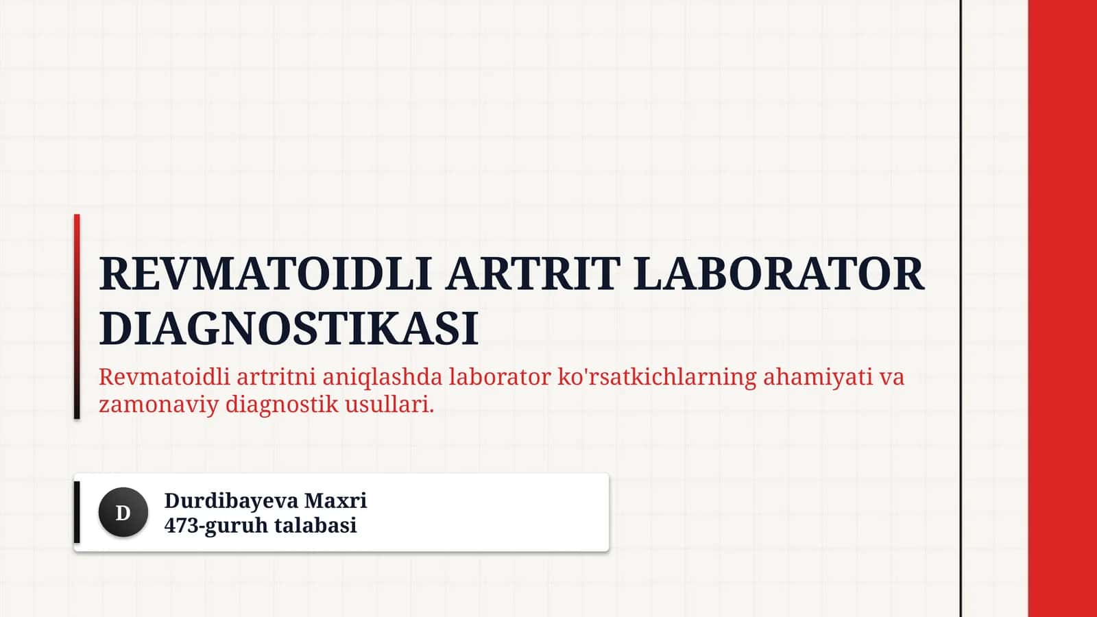 Revmatoidli artrit laborator diagnostikasi 1