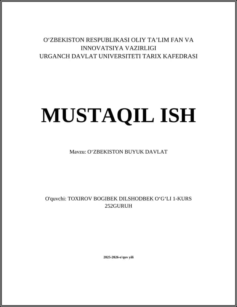 O‘zbekiston Mustaqillik Tarixi 1