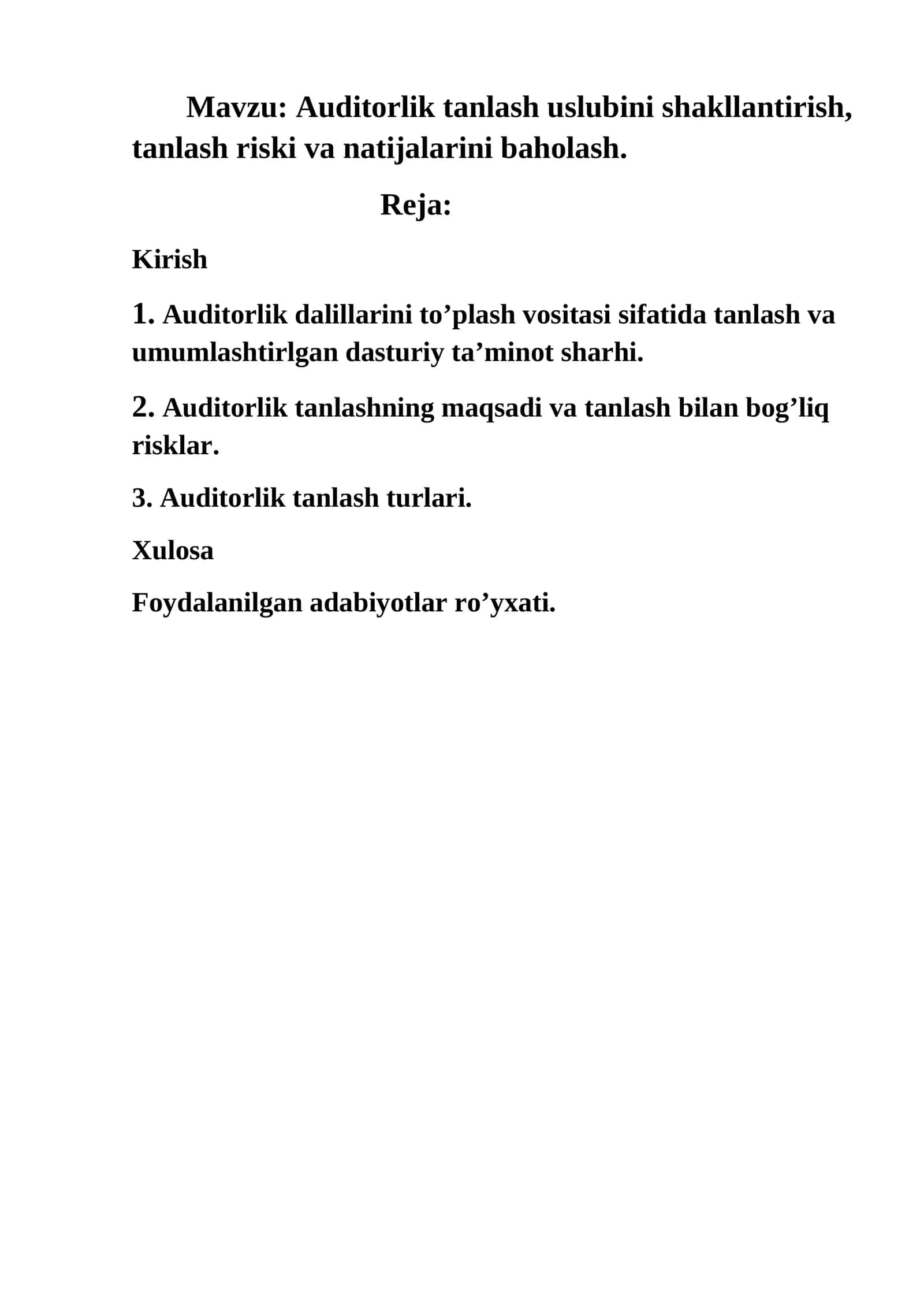 Auditorlik tanlash uslubi 1