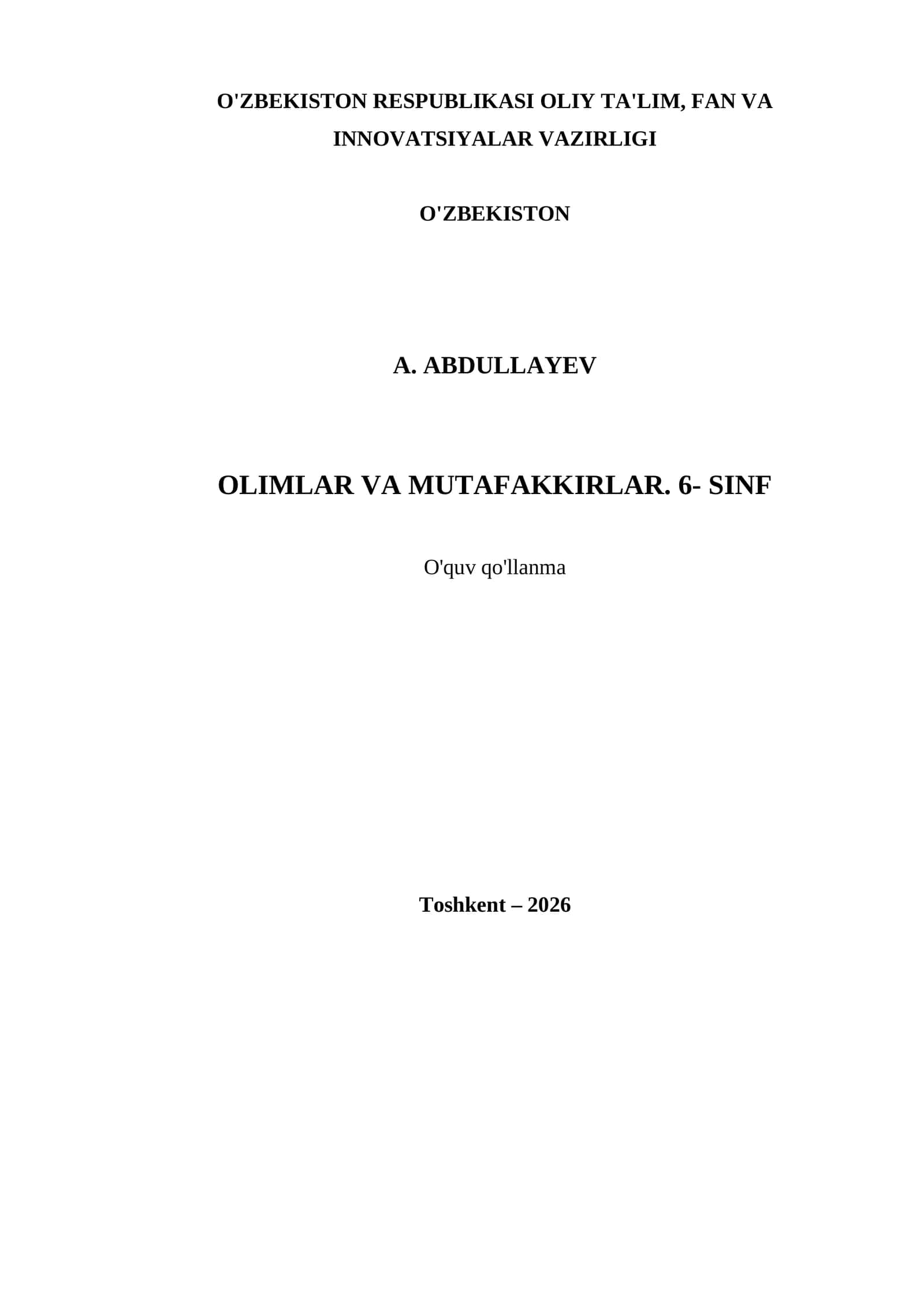 OLIMLAR VA MUTAFAKKIRLAR. 6- SINF 1