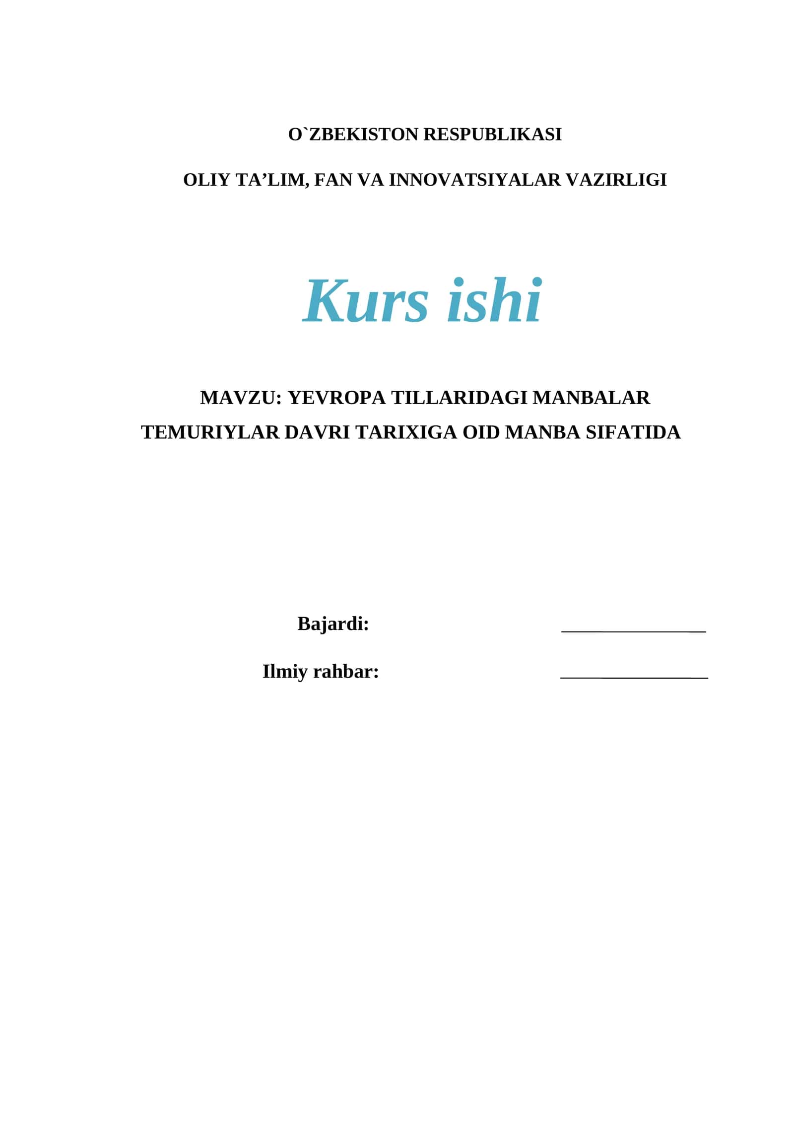 YEVROPA TILLARIDAGI MANBALAR TEMURIYLAR DAVRI TARIXIGA OID MANBA SIFATIDA 1