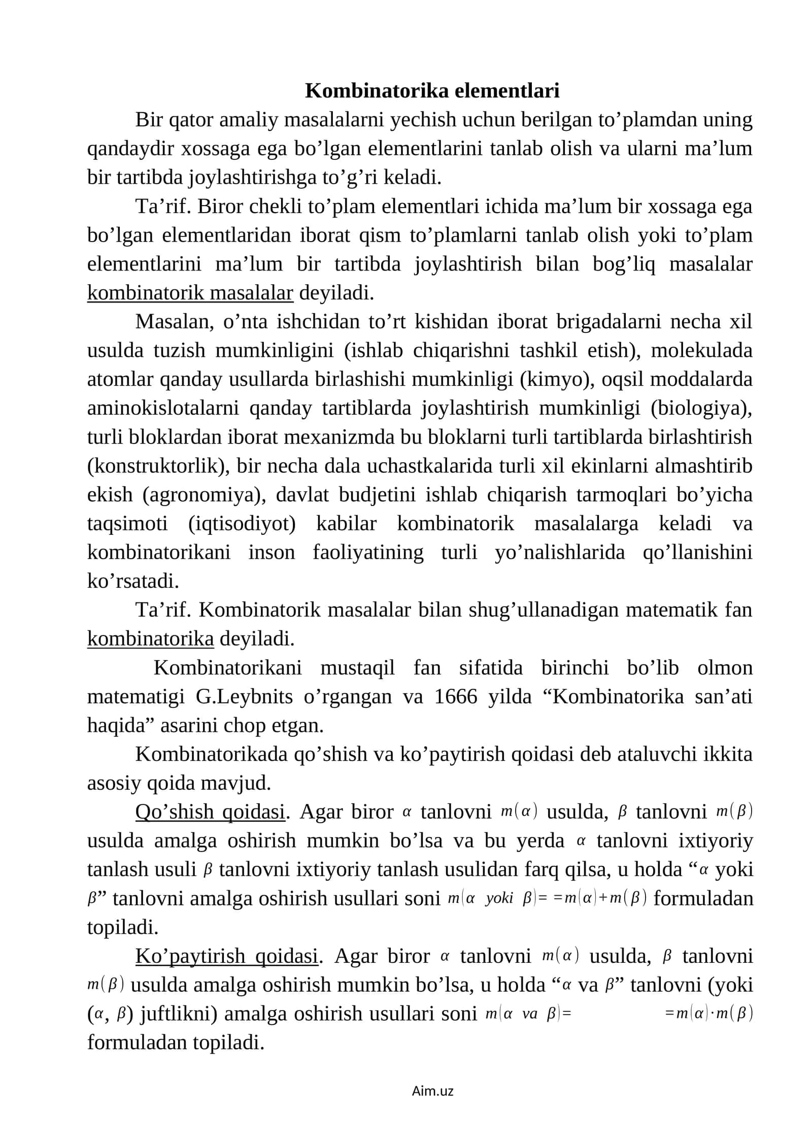 Kombinatorika elementlari 1