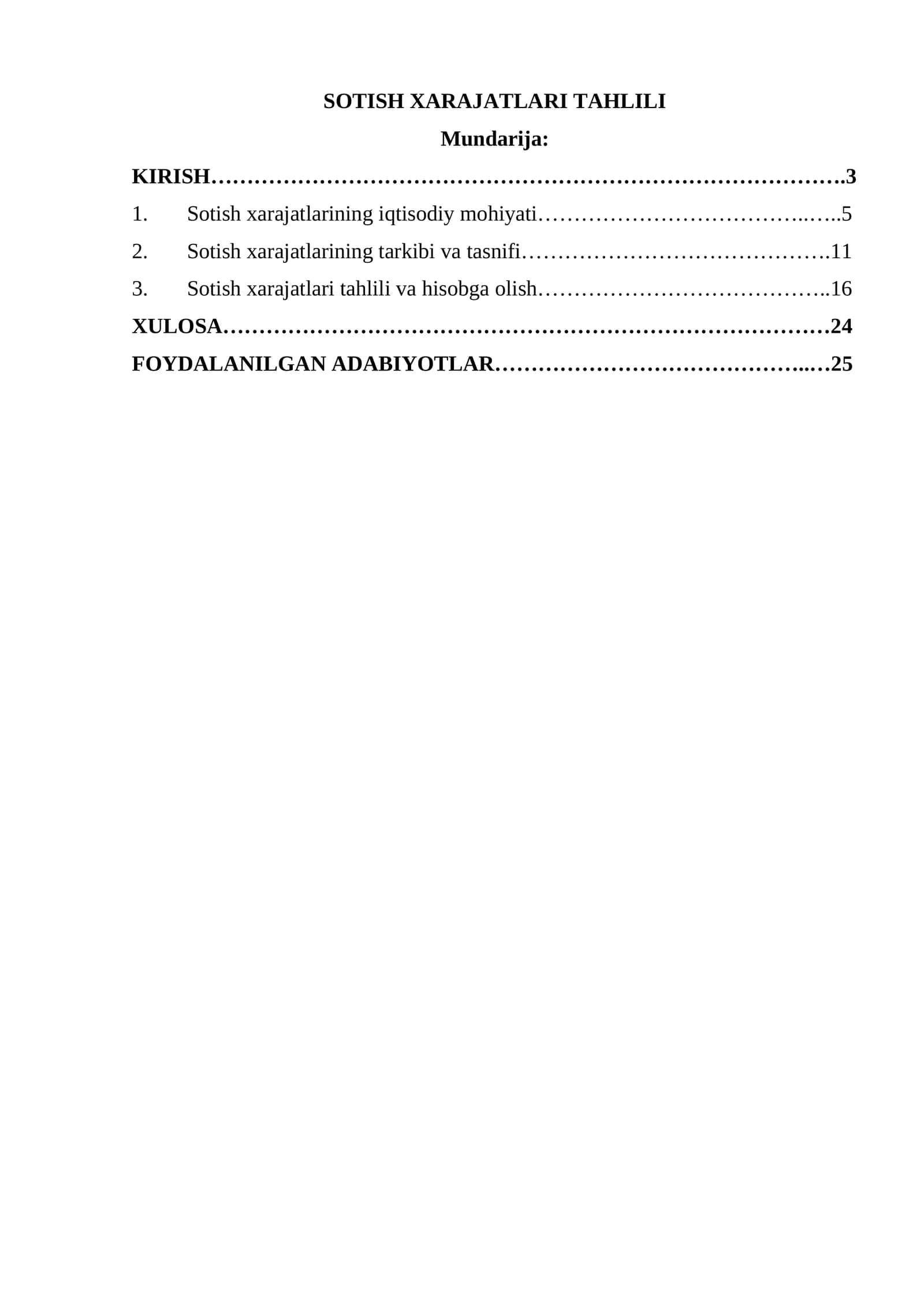 SOTISH XARAJATLARI TAHLILI 1