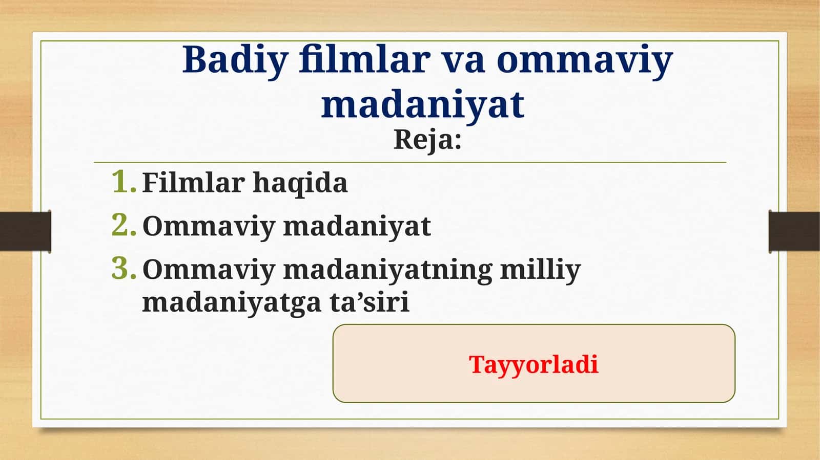 Badiy filmlar va ommaviy madaniyat 1