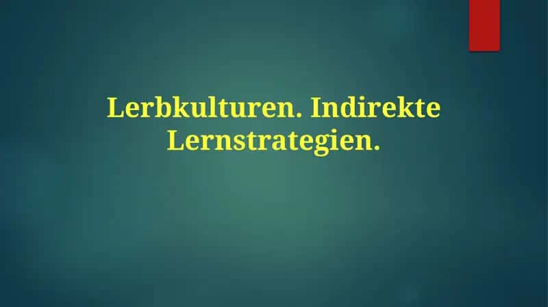 Indirektes Lernen 1