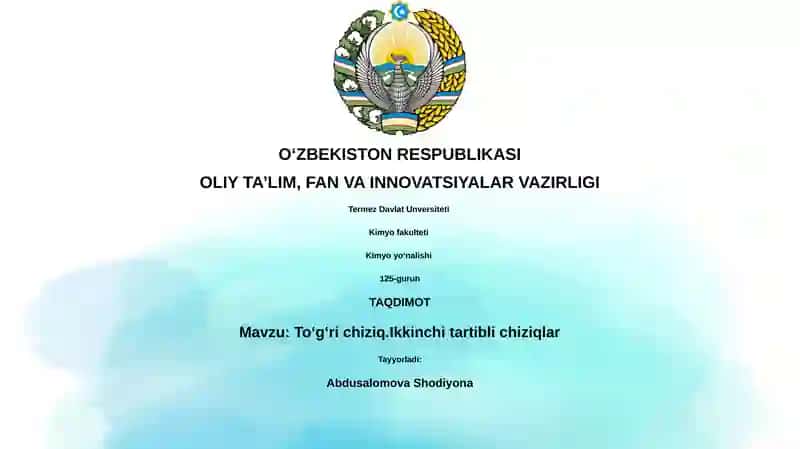 To'g'ri chiziq.Ikkinchi tartibli chiziqlar