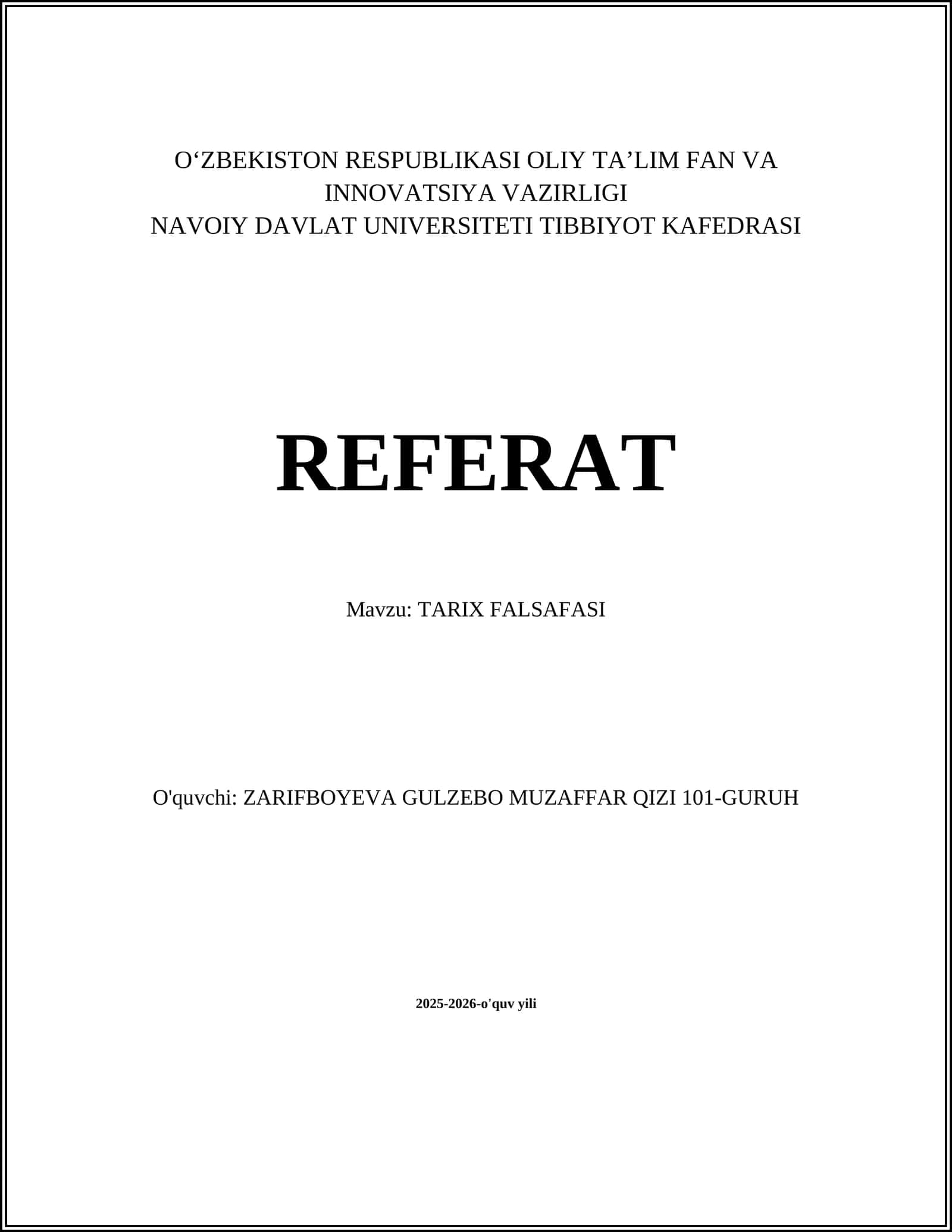 TARIX FALSAFASI 1