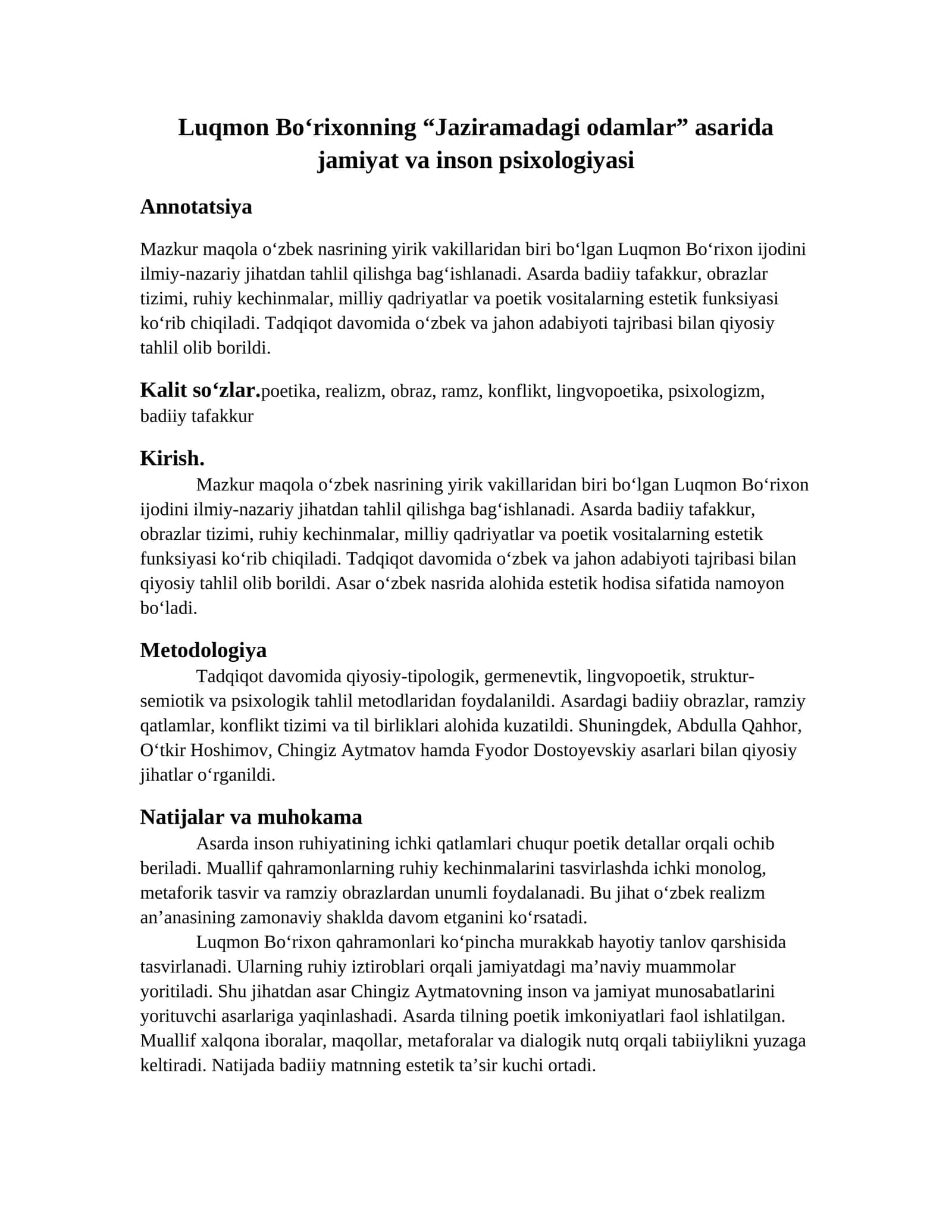"Jaziramadagi odamlar" 1