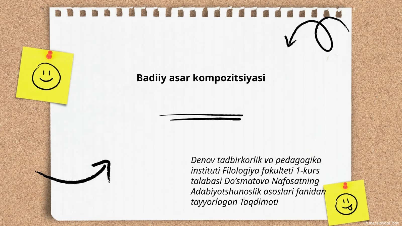 Taqdimoti Badiiy asar kompozitsiyasi 1
