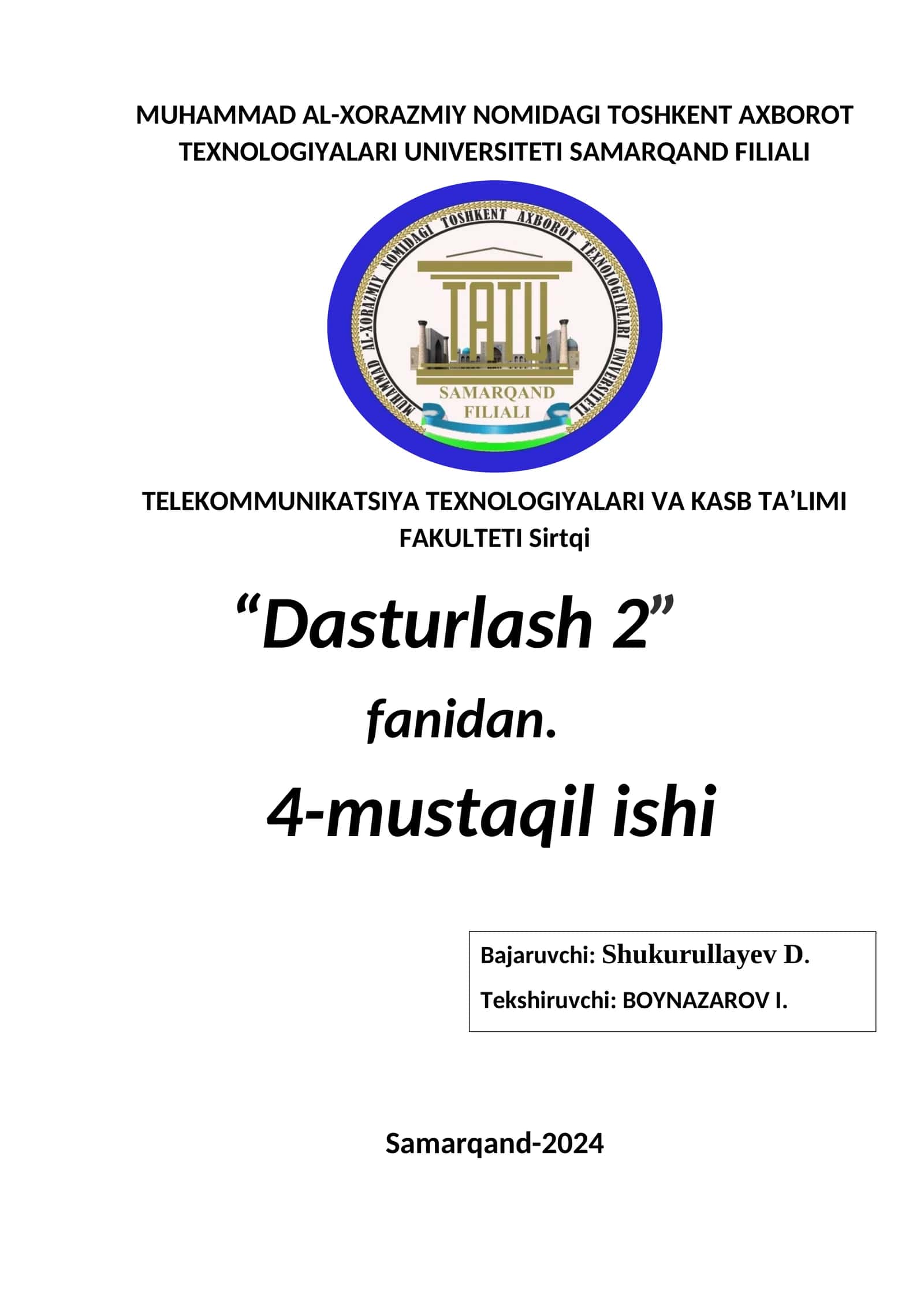 Dasturlash 2 1
