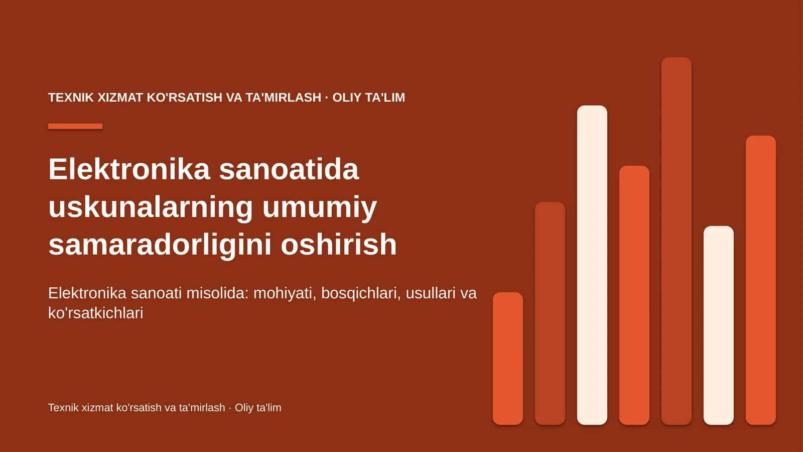 Elektronika sanoatida uskunalarning umumiy samaradorligini oshirish 1