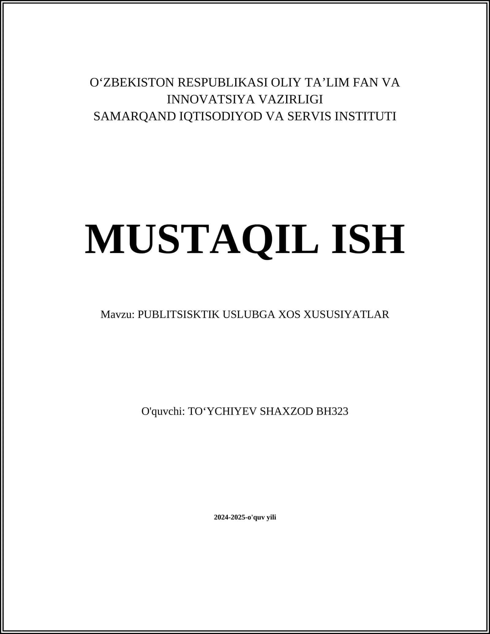 PUBLITSISKTIK USLUBGA XOS XUSUSIYATLAR 1