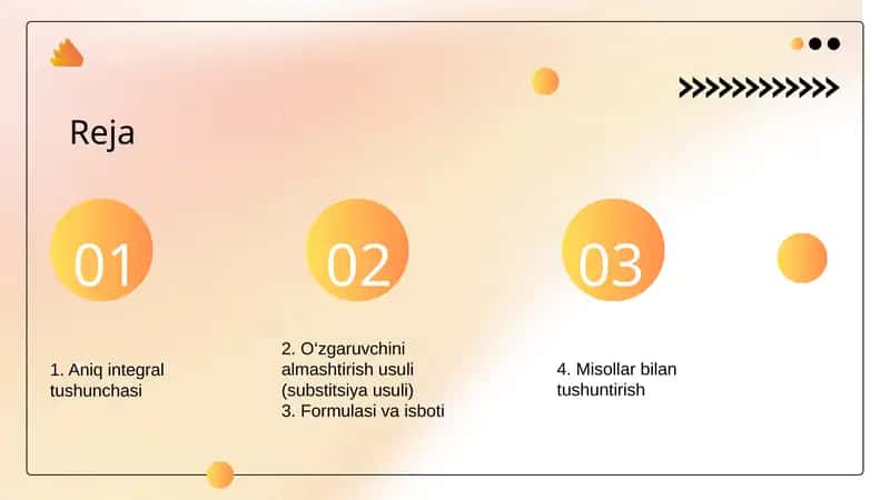 Aniq integralda o'zgaruvchini almashtirish 1