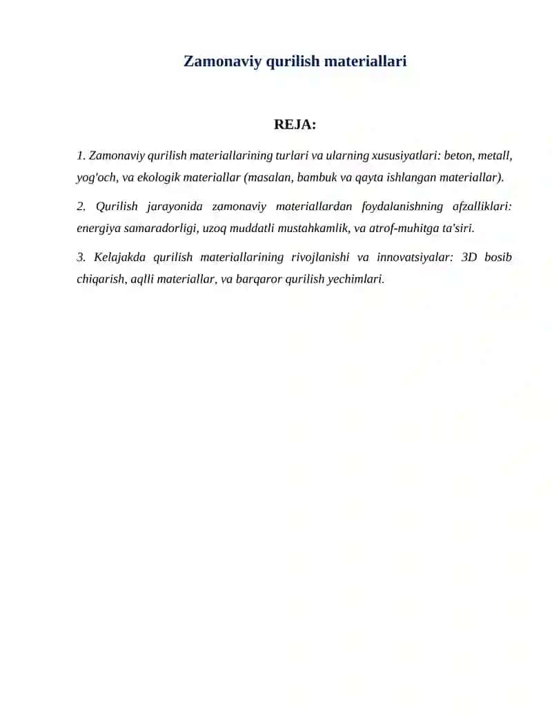 Zamonaviy qurilish materiallari