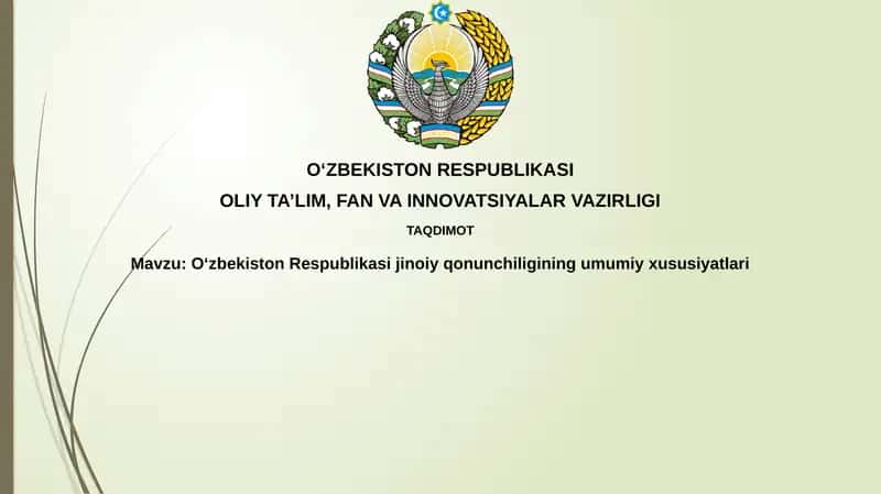 O'zbekiston Respublikasi Jinoyat Qonunchiligi 1