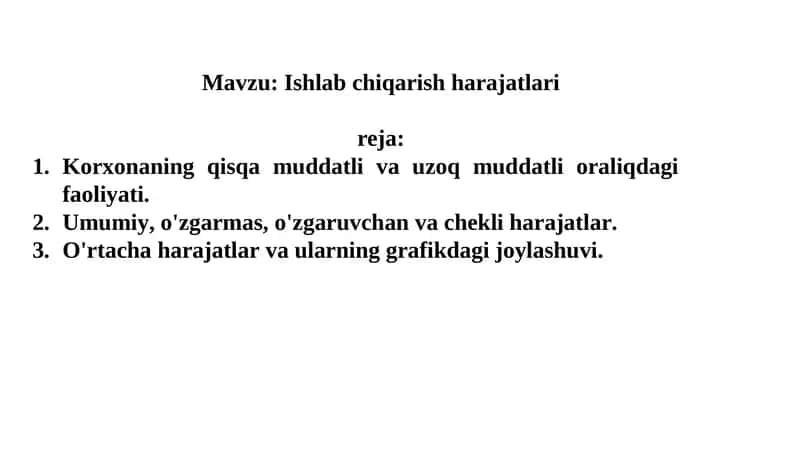 Ishlabchiqarish harajatlari 1