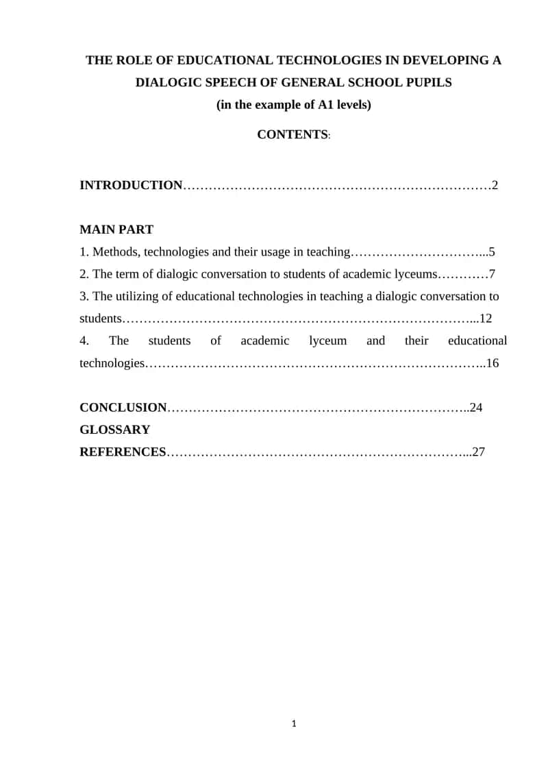 Educational Technologies in Developing a Dialogic Speech 1