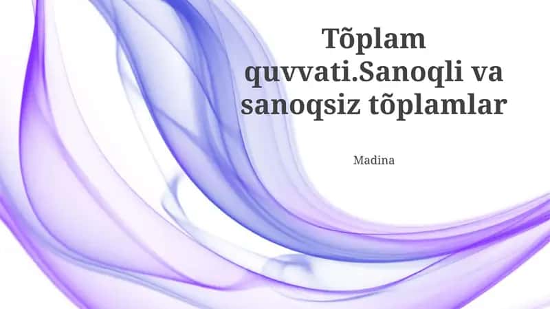 Sanaladigan To'plamlar 1