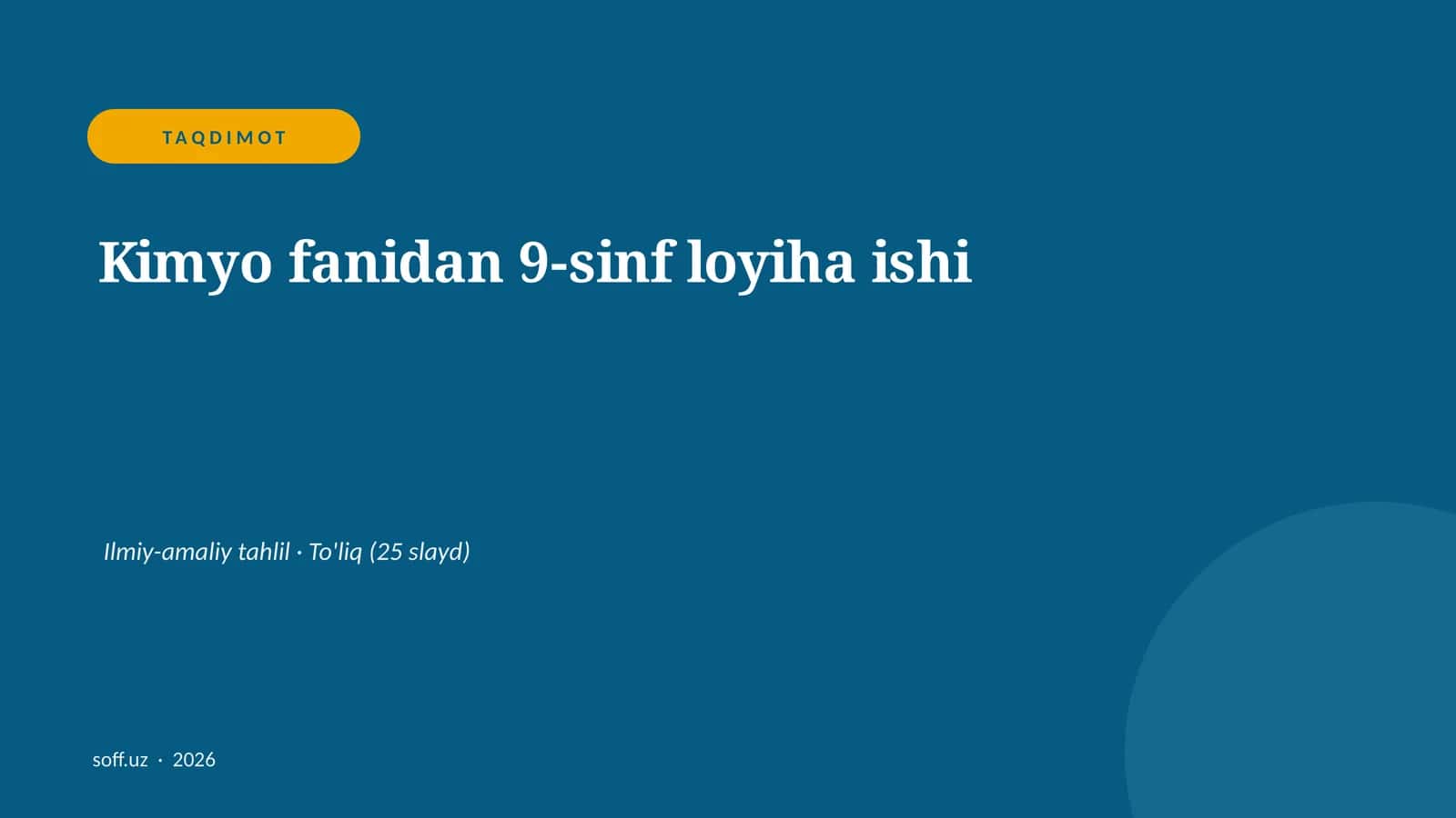 Kimyo fanidan 9-sinf loyiha ishi 1