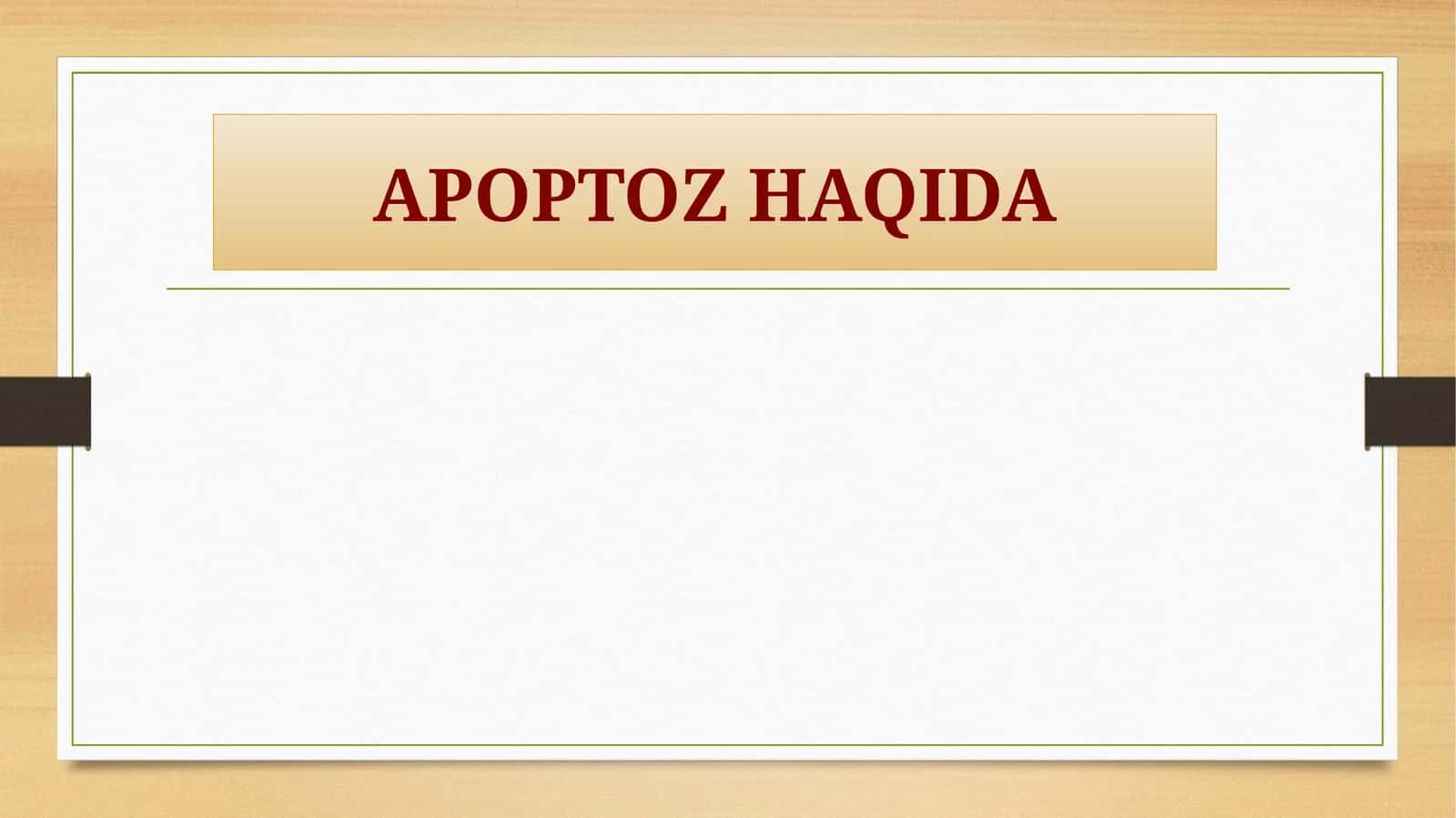 Apoptoz haqida 1