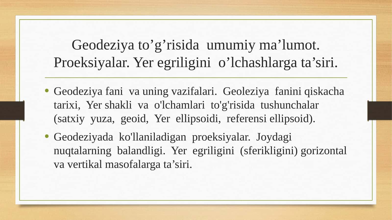 Geodeziyafanining paralakslari 1
