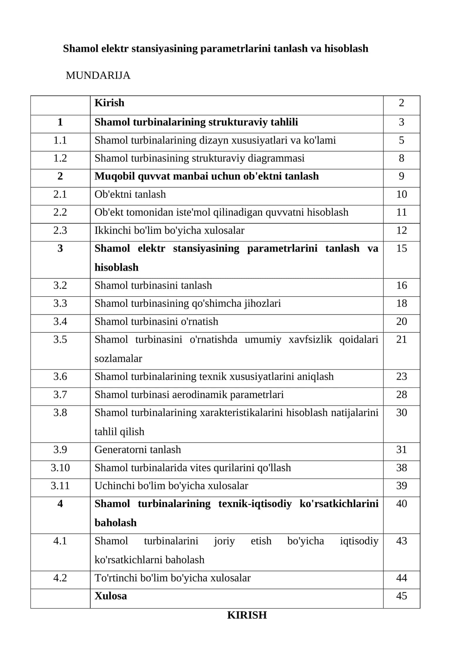 Shamol elektr stansiyasining parametrlarini tanlash va hisoblash 1