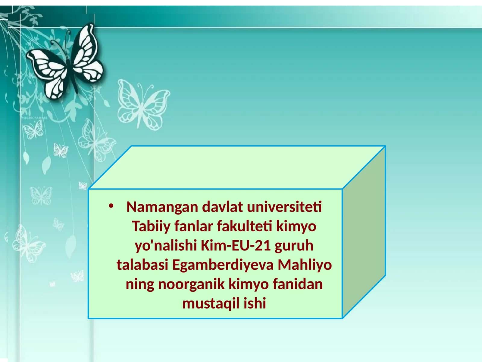 Kimyo fanidan mustaqil ish 1