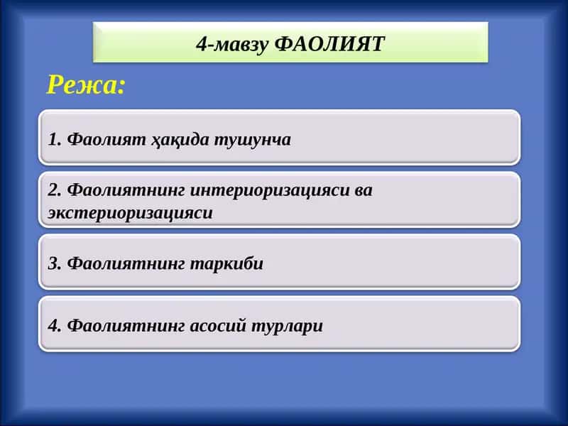 Фаолият 1