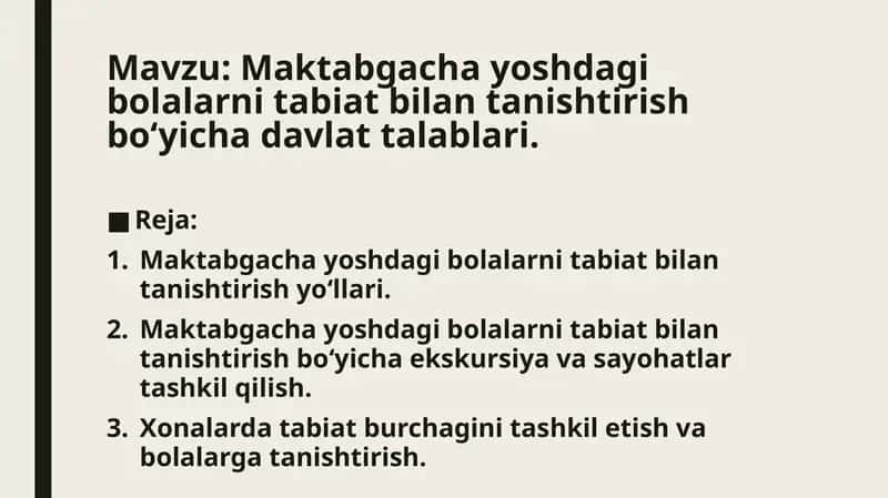Maktabgacha yoshdagi bolalarni tabiat bilan tanishtirish 1