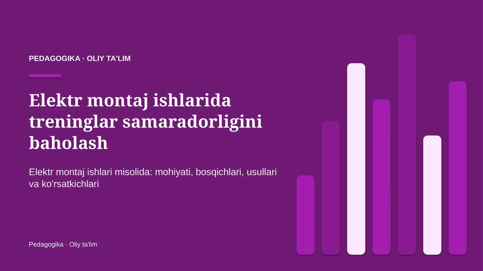 Elektr montaj ishlarida treninglar samaradorligini baholash 1