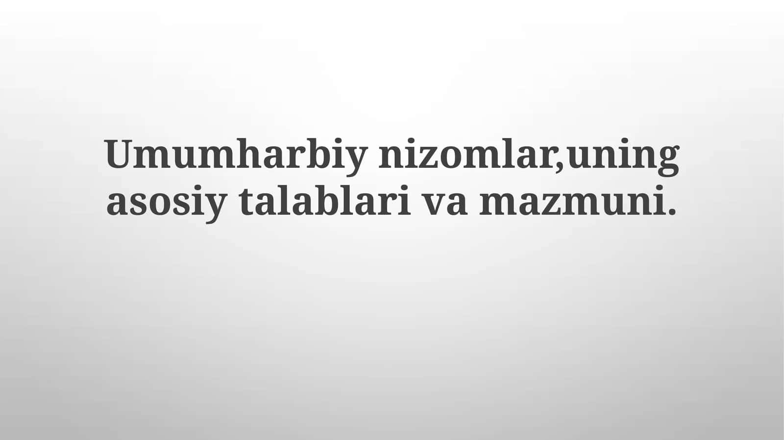 Harbiy Nizomlar 1