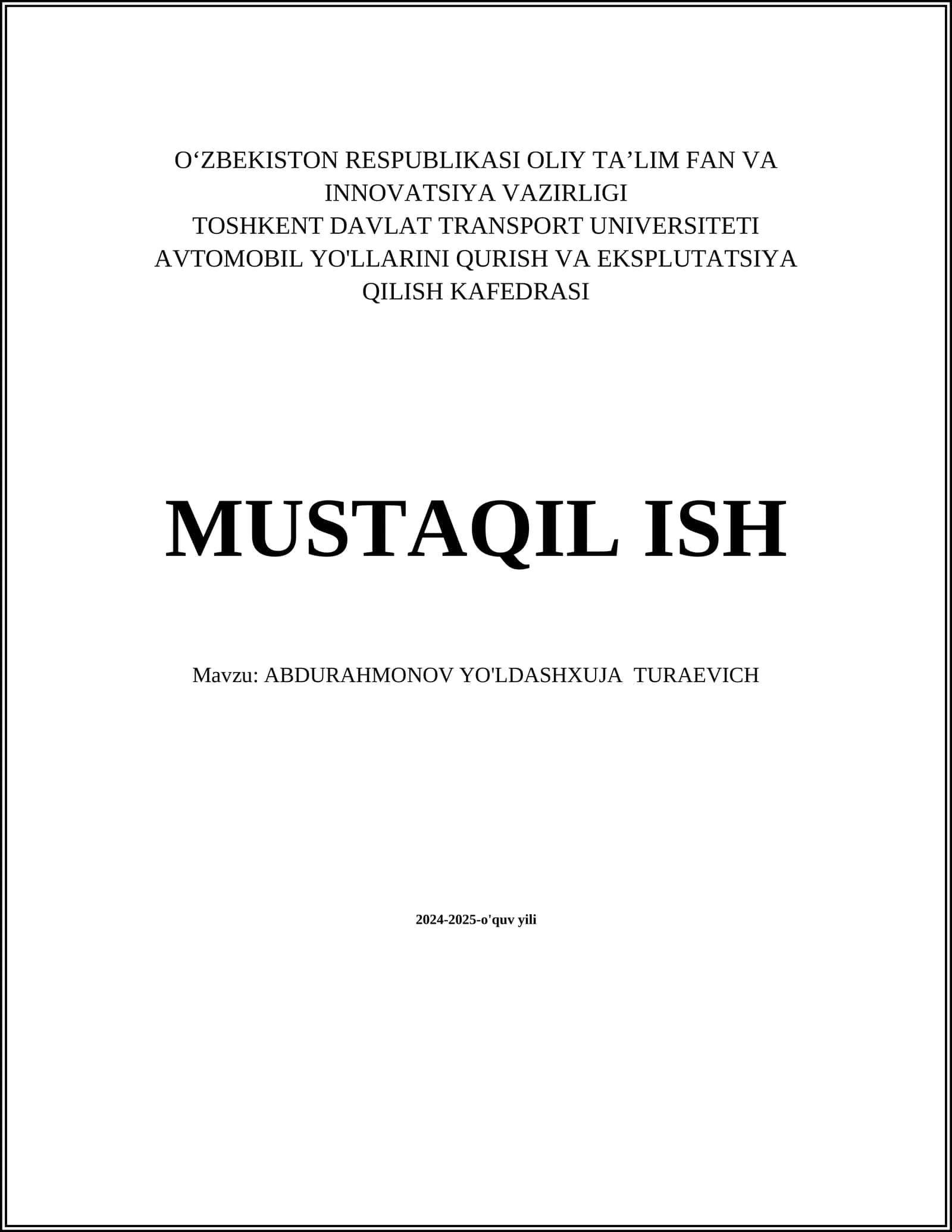Abdurahmonov Yo'ldashxuja Turaevich 1