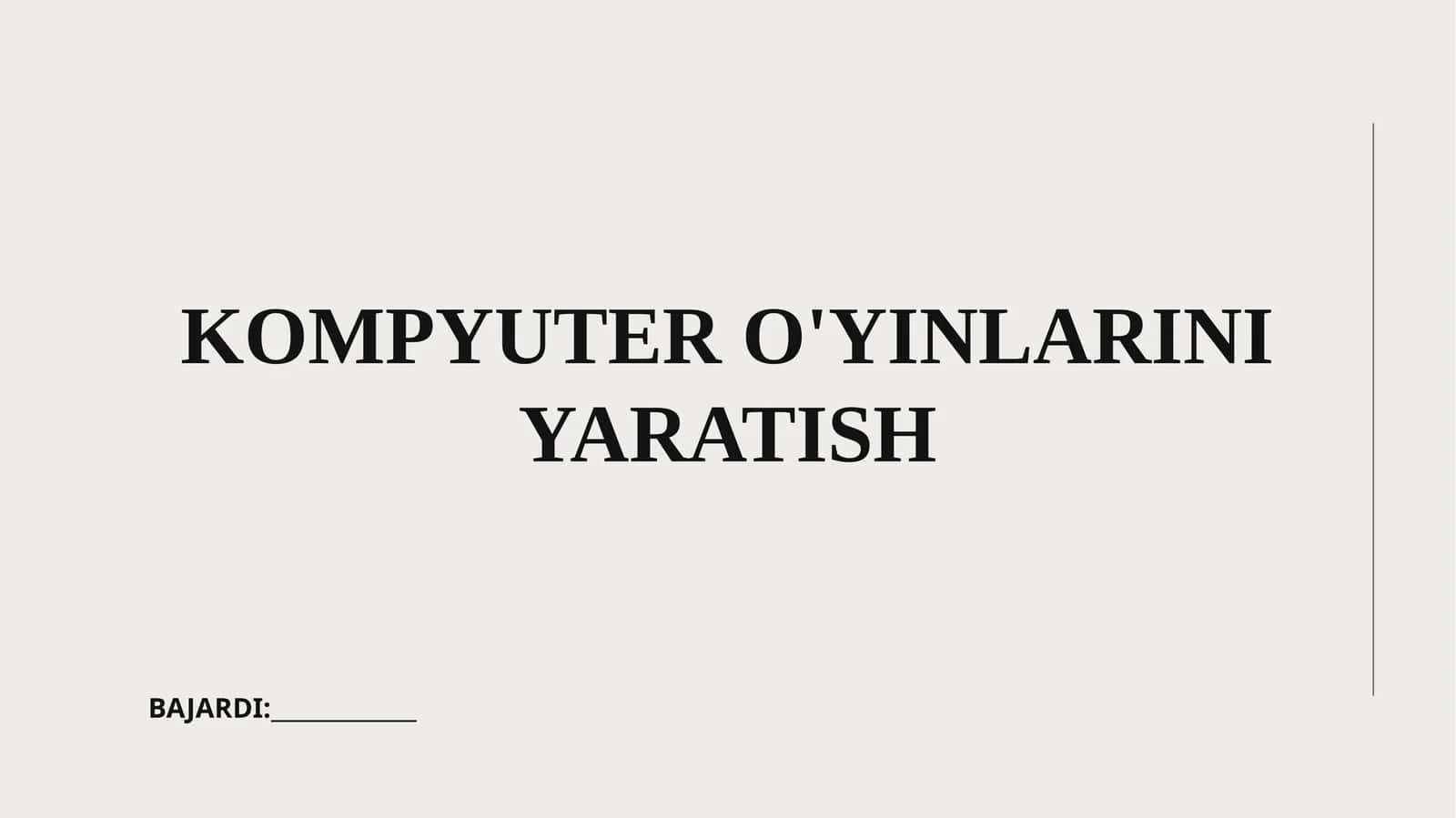 O'yin dizayni asoslari 1