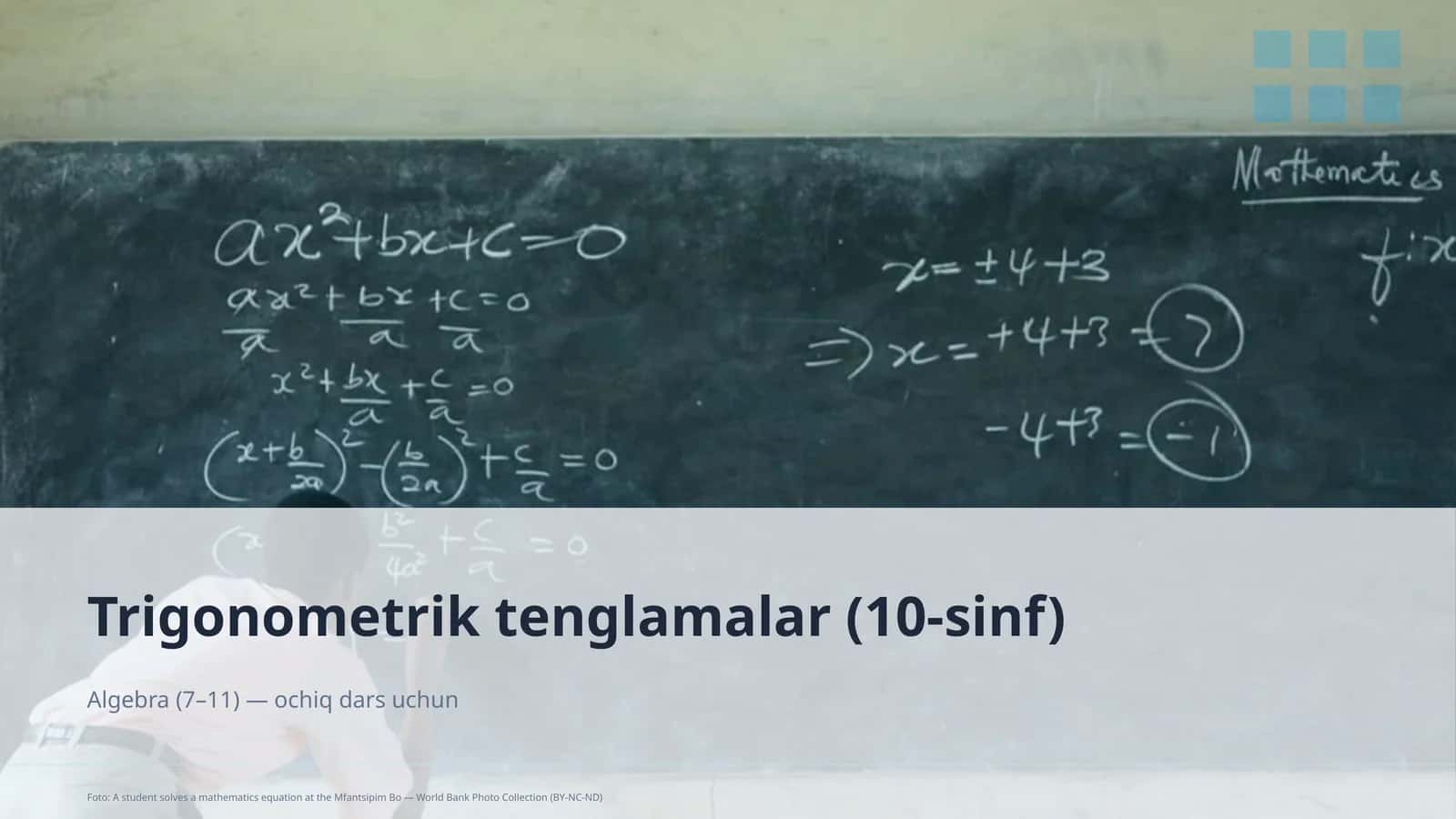 Trigonometrik tenglamalar (10-sinf) 1