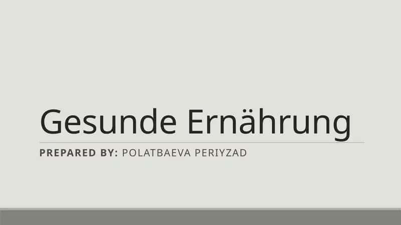 Gesunde Ernährung 1