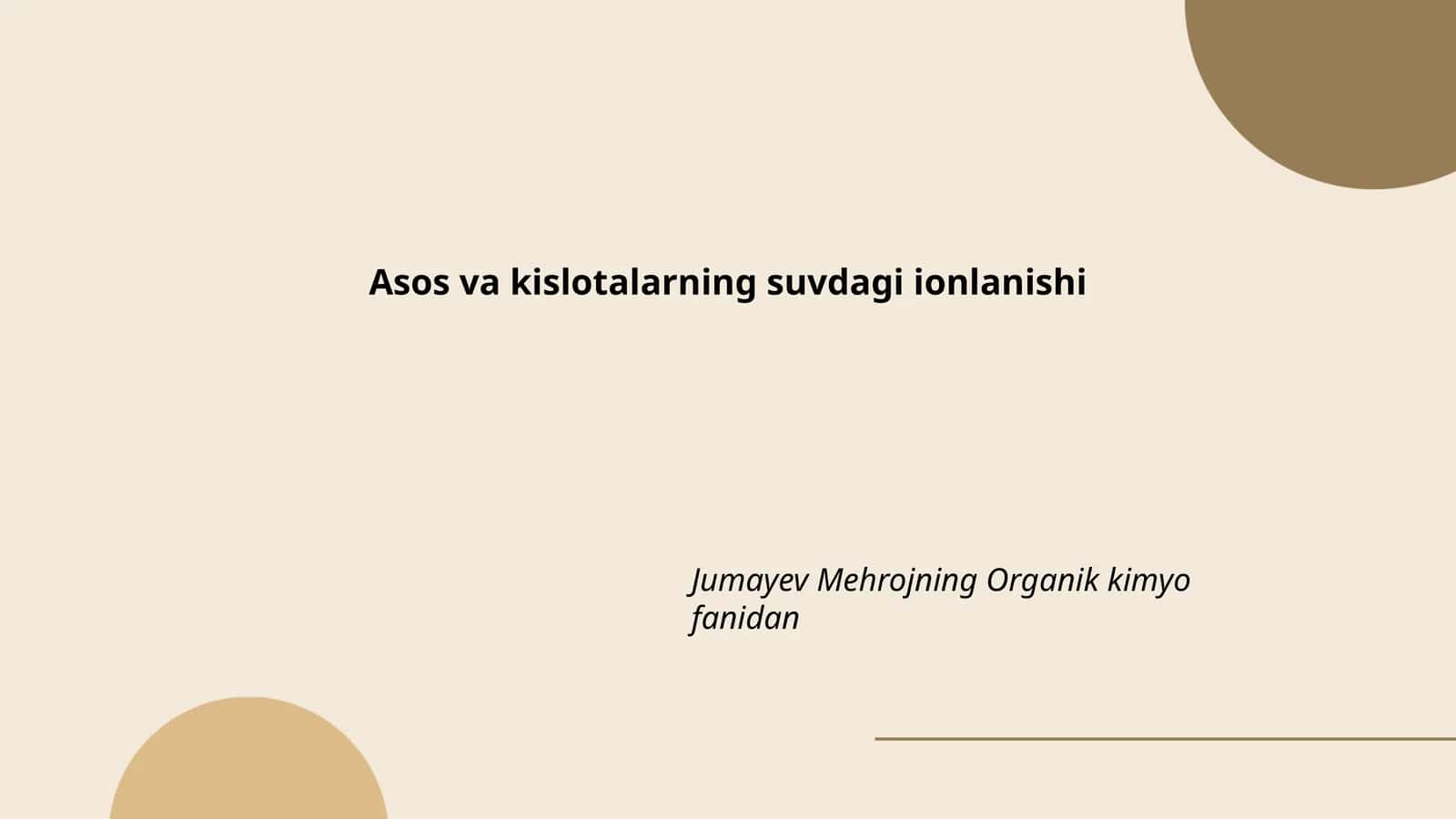 Asos va kislotalarning suvdagi ionlanishi 1