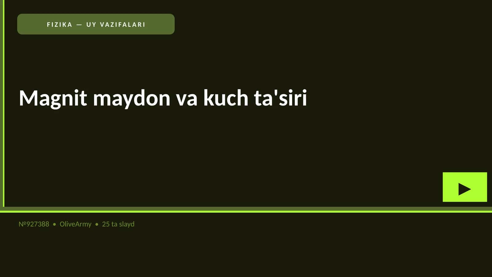 FIZIKA — UY VAZIFALARI 1
