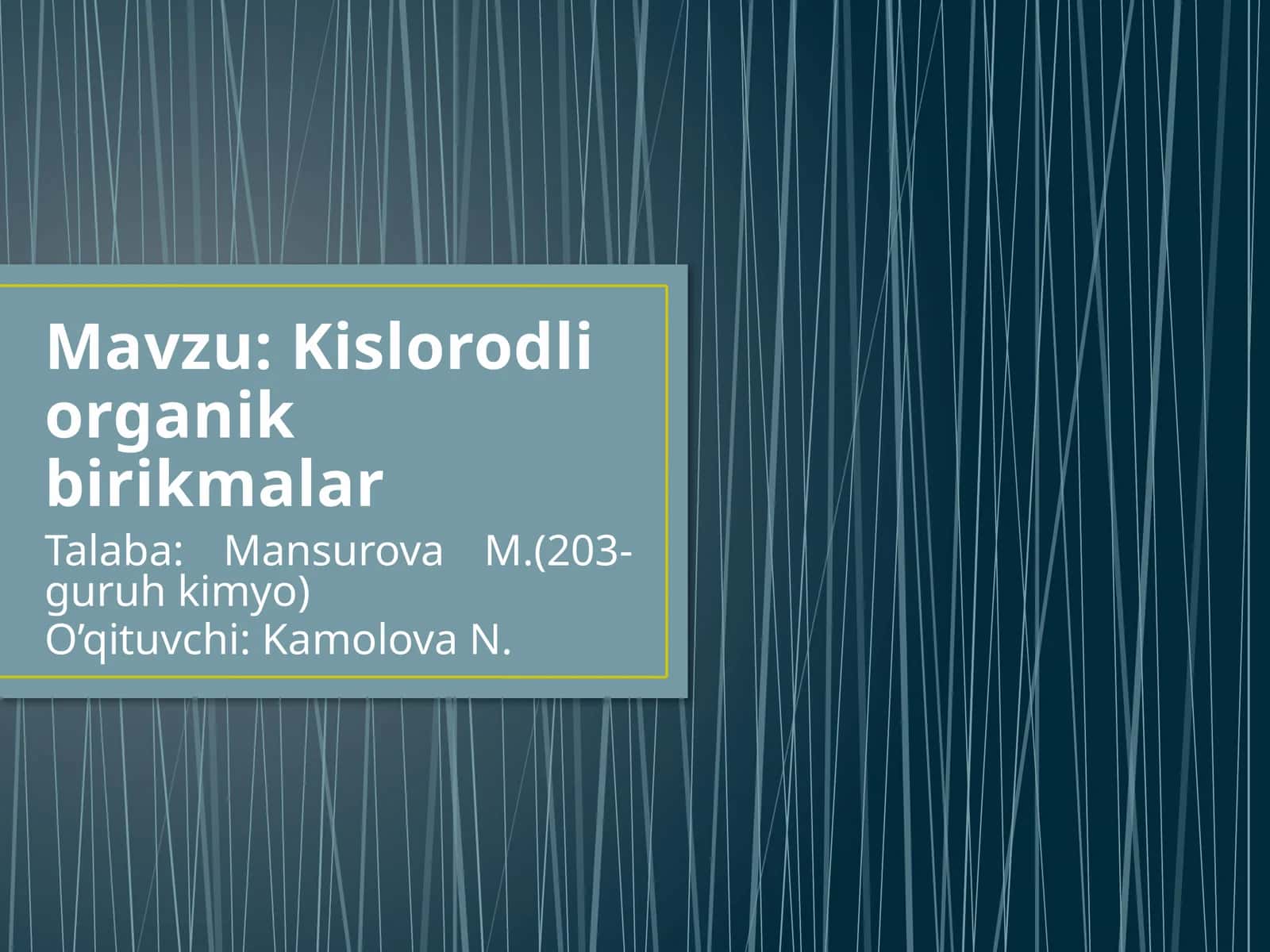 Kislorodli organik birikmalar 1