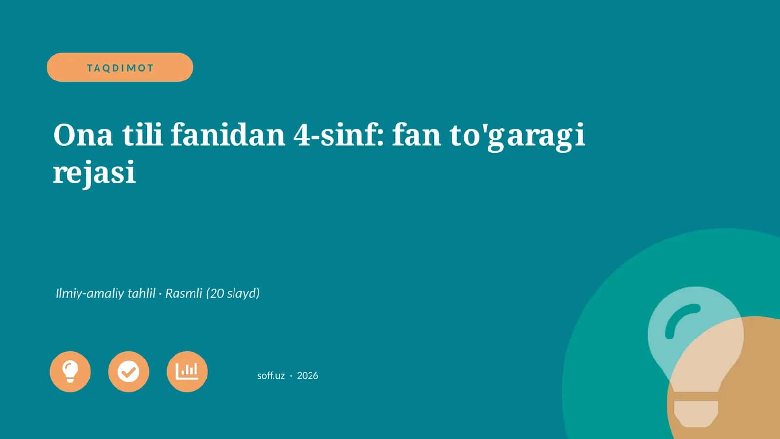 Ona tili fanidan 4-sinf: fan to'garagi rejasi 1