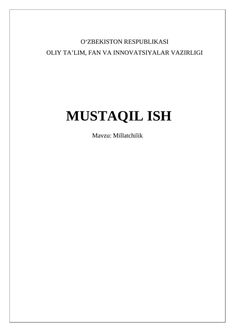 Millatchilik 1