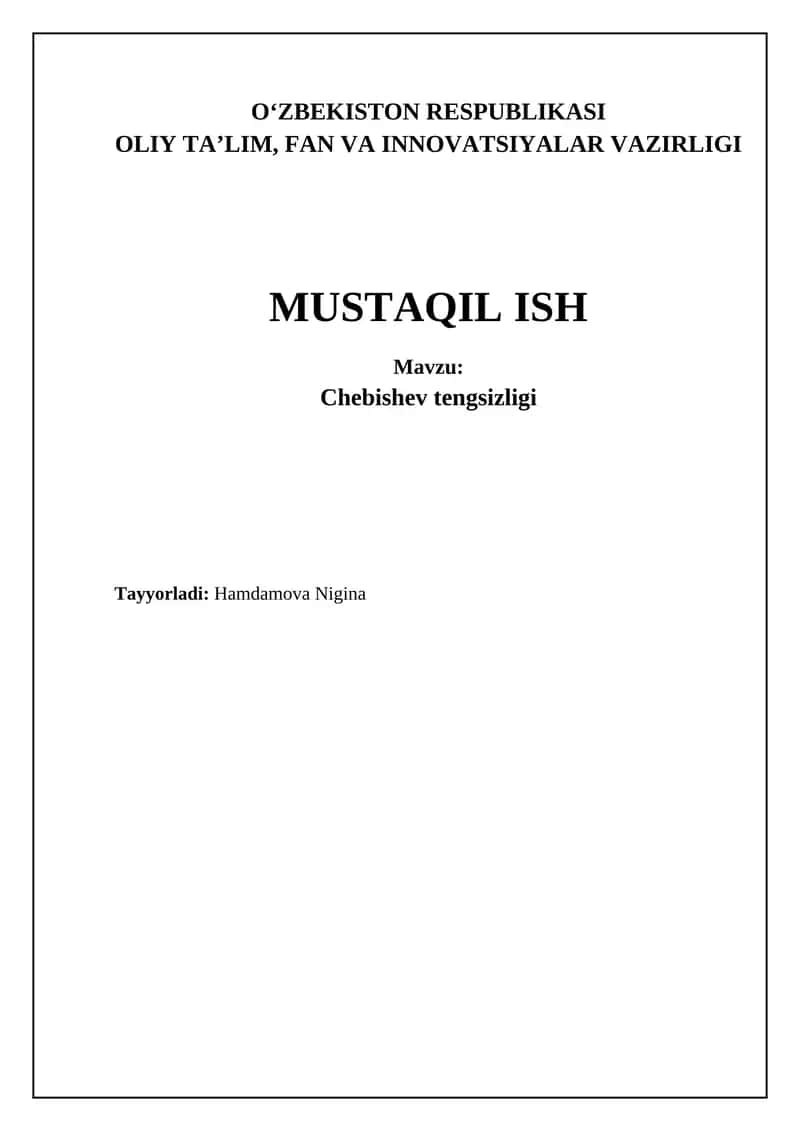 Chebishev tengsizligi 1